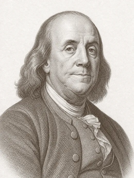 Engraved portrait of Benjamin Franklin