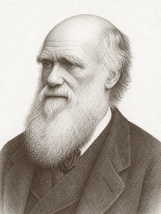 Engraved portrait of Charles Darwin