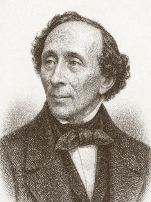 Engraved portrait of Hans Christian Andersen