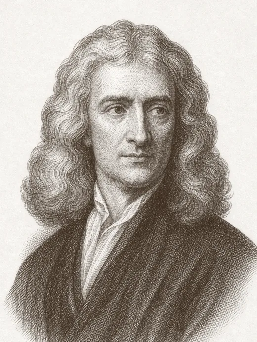 Engraved portrait of Isaac Newton