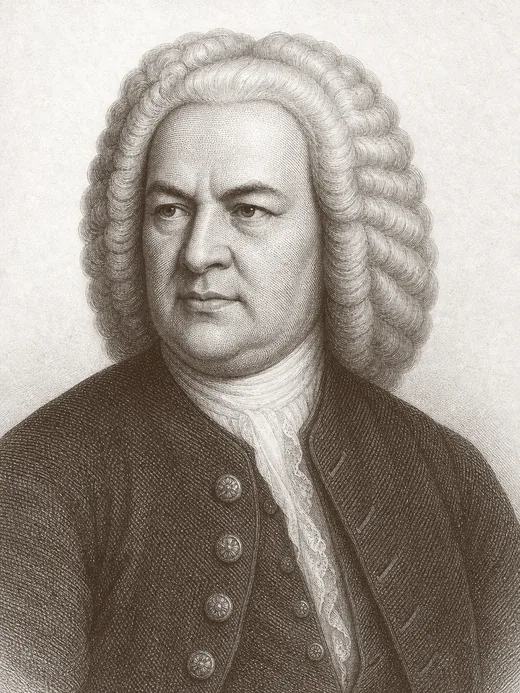 Engraved portrait of Johann Sebastian Bach