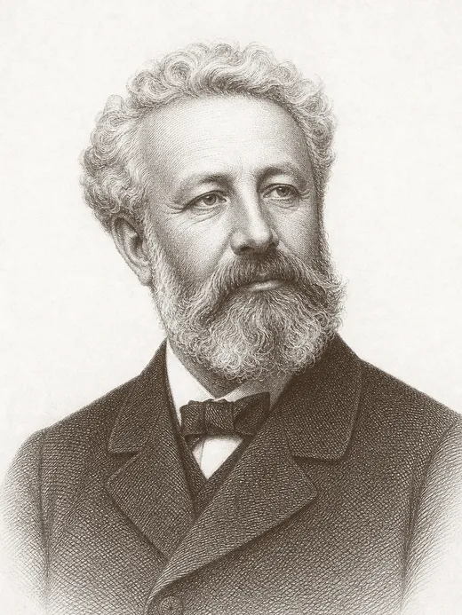 Engraved portrait of Jules Verne