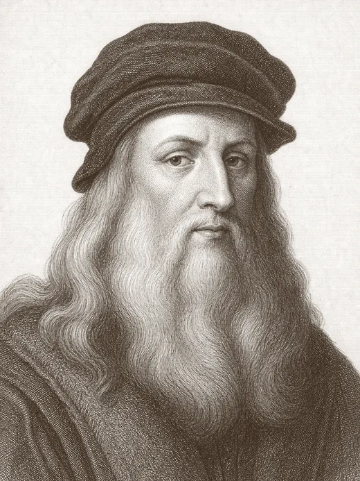 Engraved portrait of Leonardo da Vinci