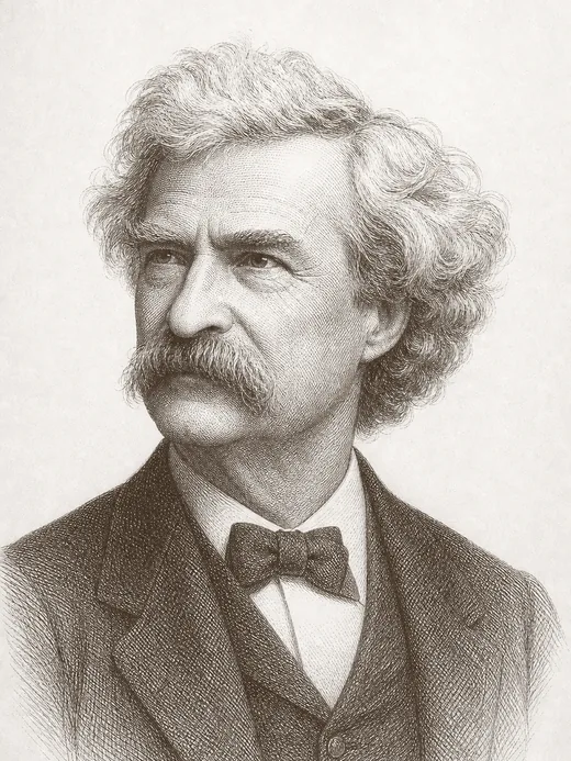 Engraved portrait of Mark Twain