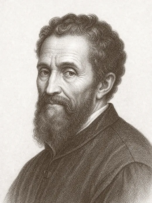 Engraved portrait of Michelangelo